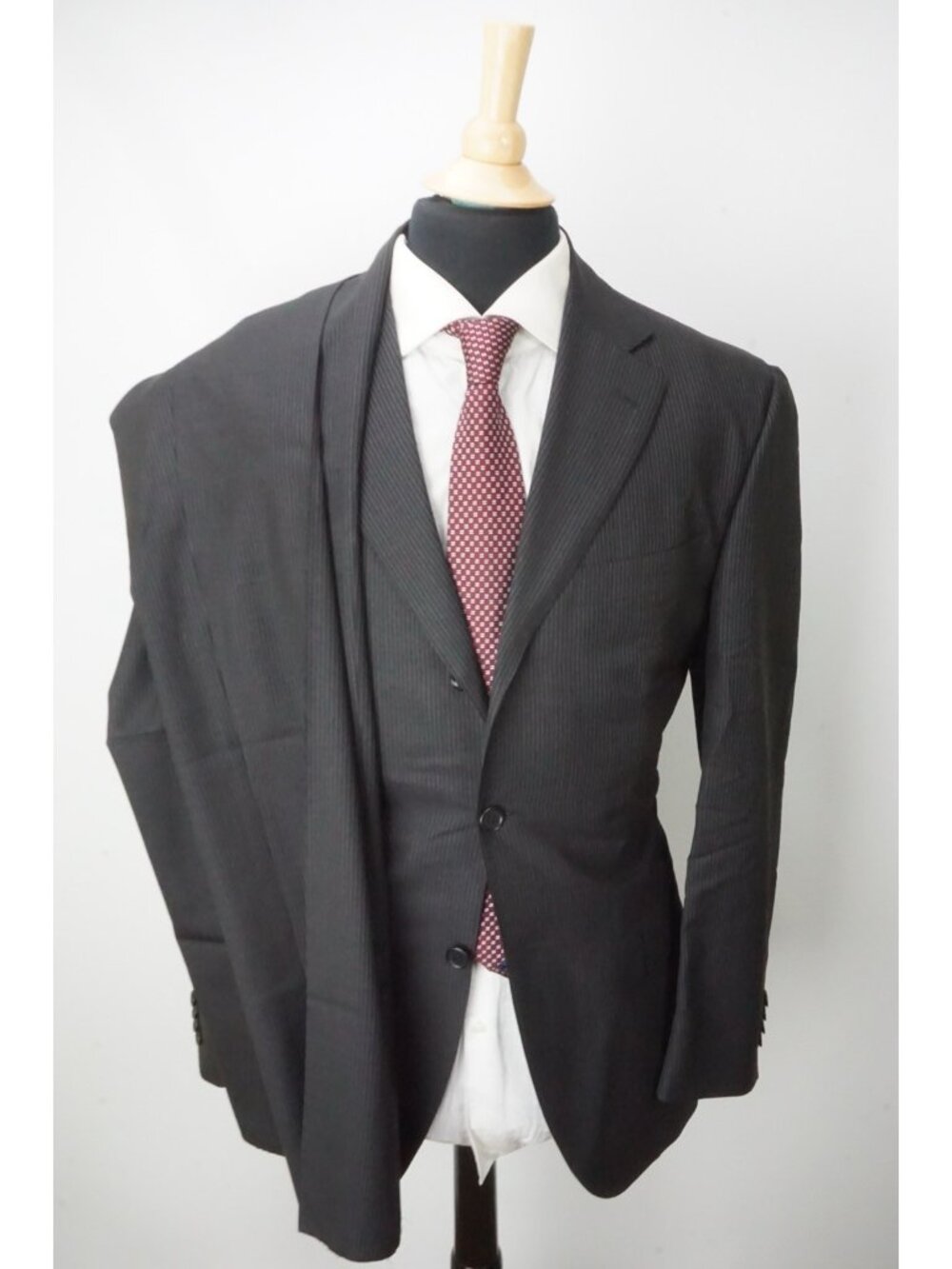Gruppo Sartorial Charcoal Stripe Loro Piana S130s 2Pc Suit Jacket Pant 44R New - Picture 4 of 11